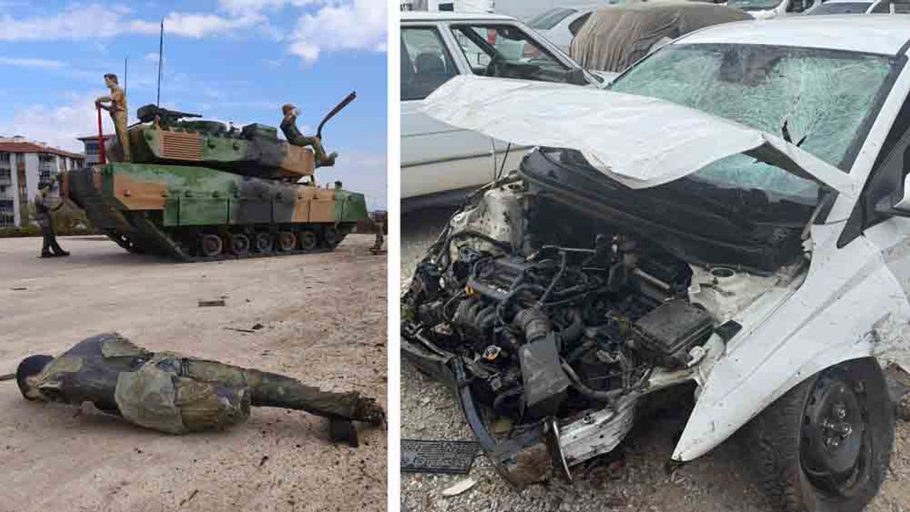 KAVŞAKTA UÇTU HEYKELE ÇARPTI