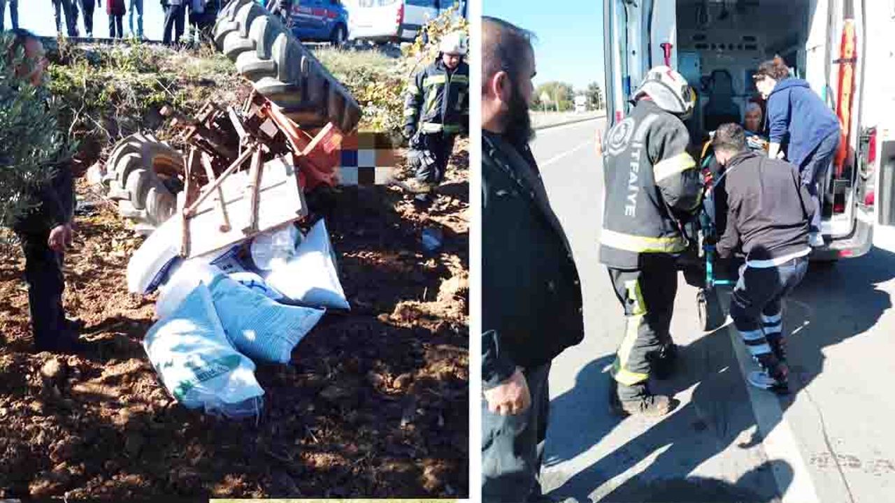 TRAKTÖR DEVRİLDİ, SÜRÜCÜ ALTINDA KALDI