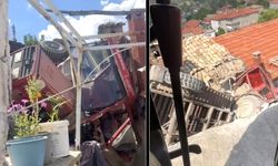 BELEDİYENİN TRAKTÖRÜ BAHÇEYE UÇTU