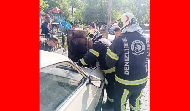 PARK HALİNDEKİ OTOMOBİL  ALEVLERE TESLİM OLDU