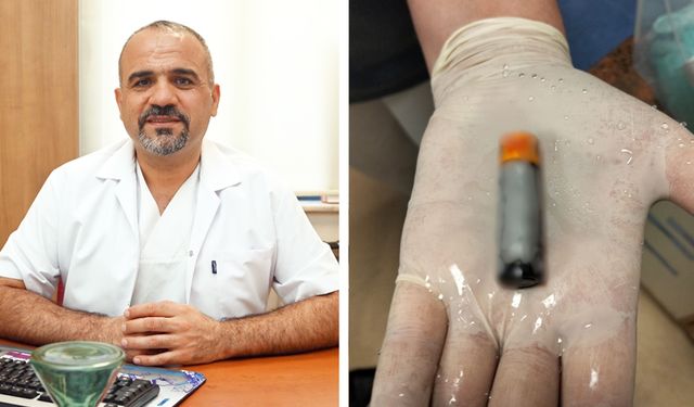 MİDESİNDEN PİL ÇIKARILDI