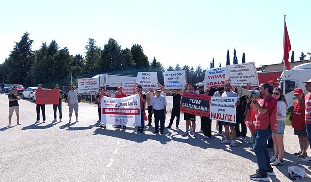 İŞTEN ÇIKARILAN LOJİSTİK TAŞERONU ÇALIŞANI EYLEM YAPTI