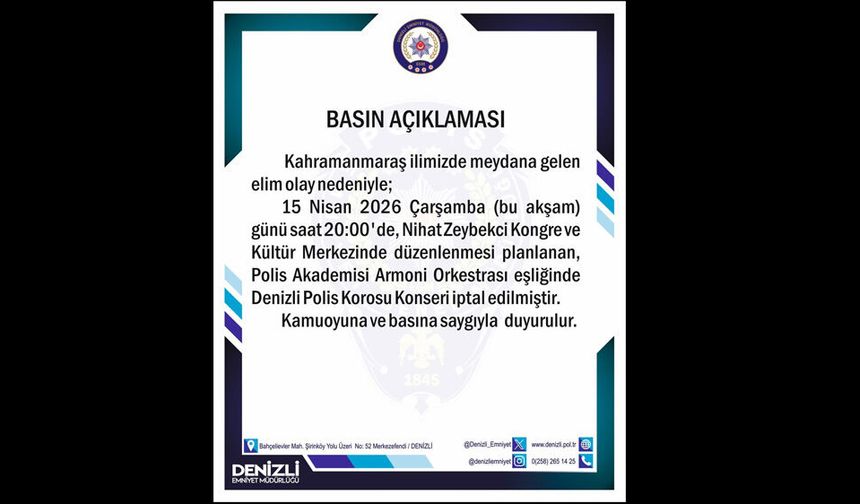 KAHRAMANMARAŞ'TAKİ ACI OLAY NEDENİYLE POLİS KONSERİ İPTAL EDİLDİ