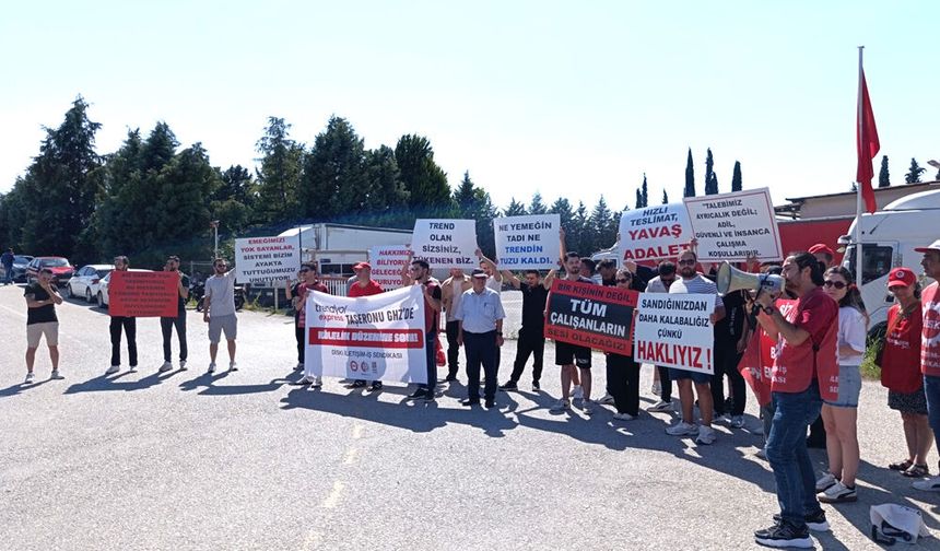 İŞTEN ÇIKARILAN LOJİSTİK TAŞERONU ÇALIŞANI EYLEM YAPTI