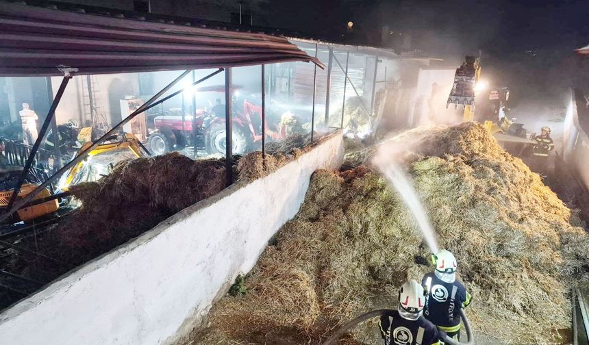 GÖLEMEZLİ’DE AHIRDAKİ SAMANLAR TUTUŞTU